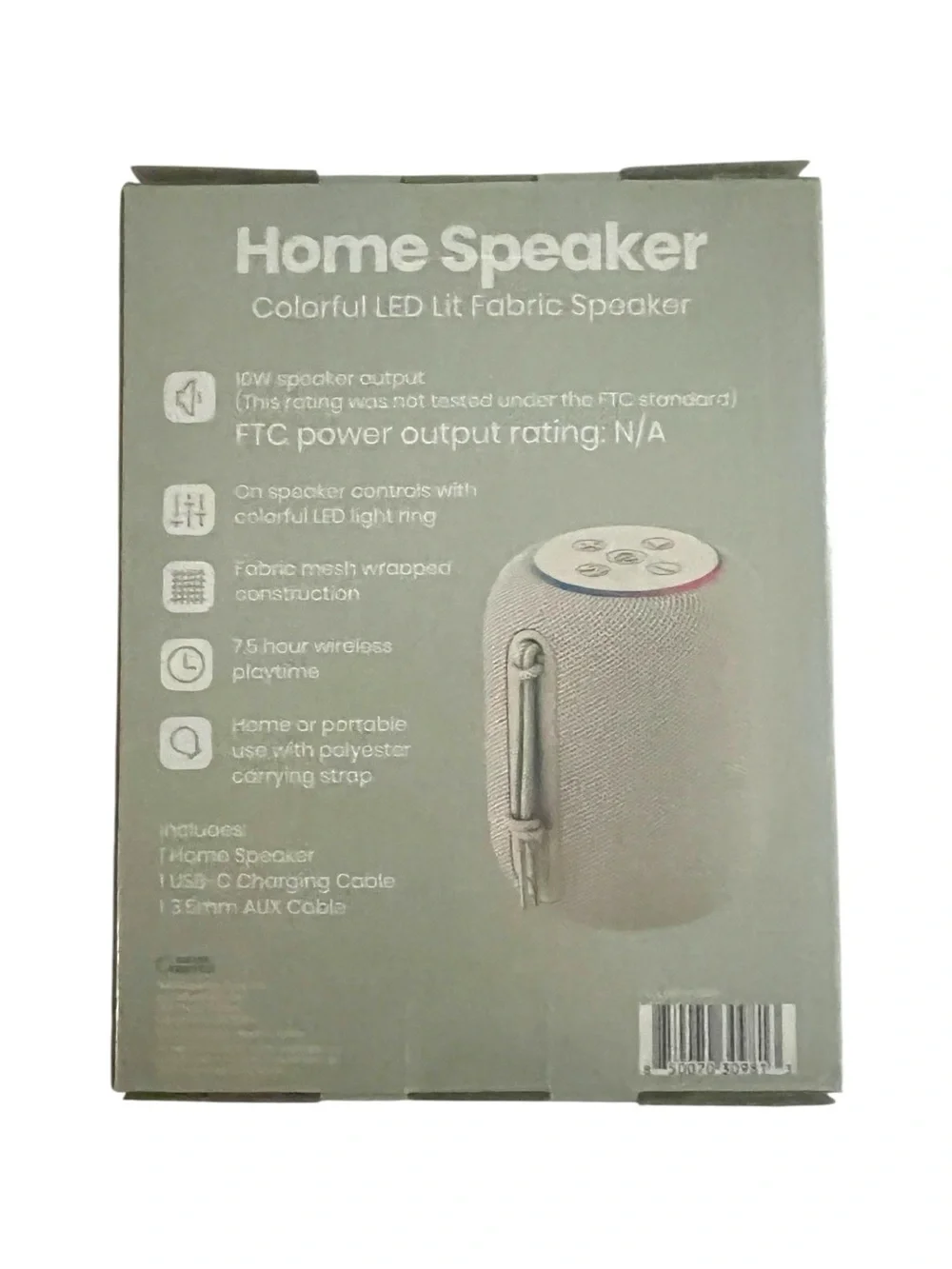 Portable Bluetooth Speaker - Gray, BNIB, Colorful LED Lit Fabric - Picture 2 of 3